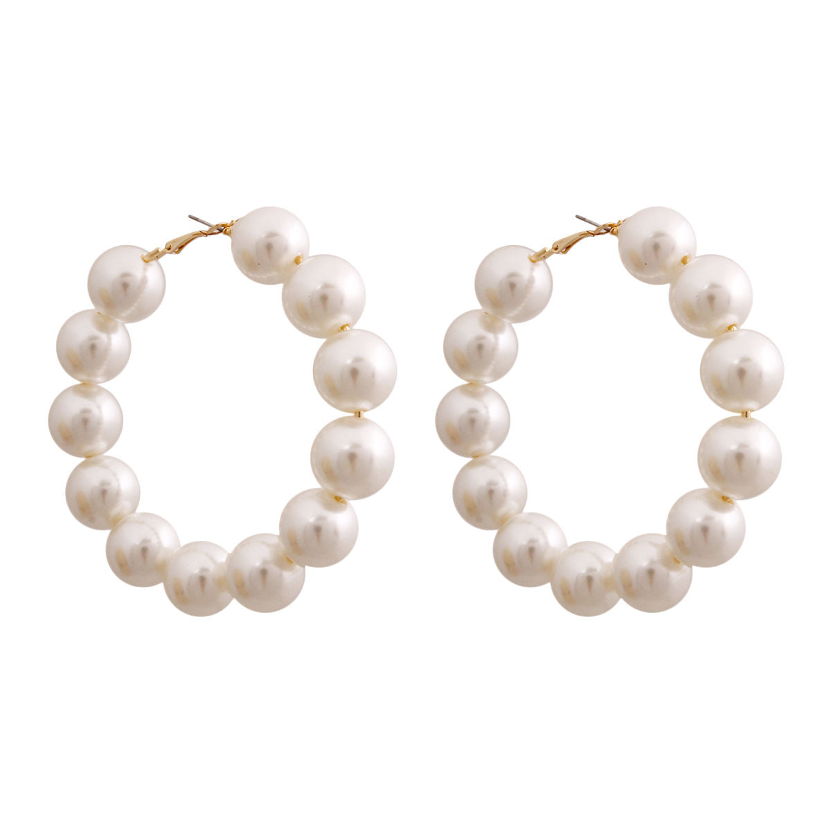Large Cream Pearl Hoop Earrings