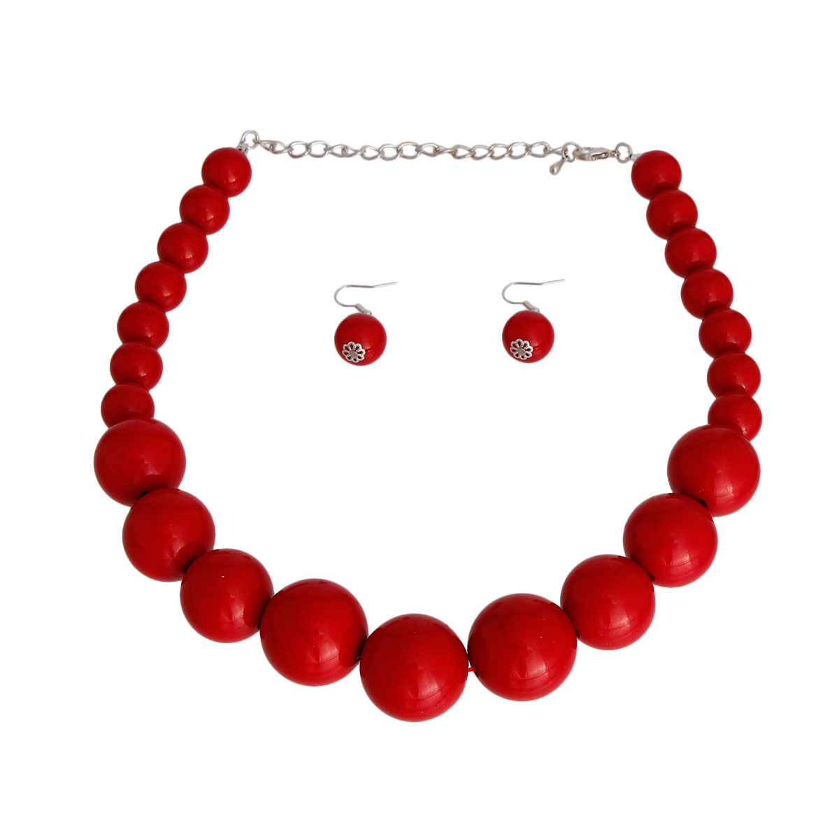 Red Graduated Bubble Gum Ball Beads