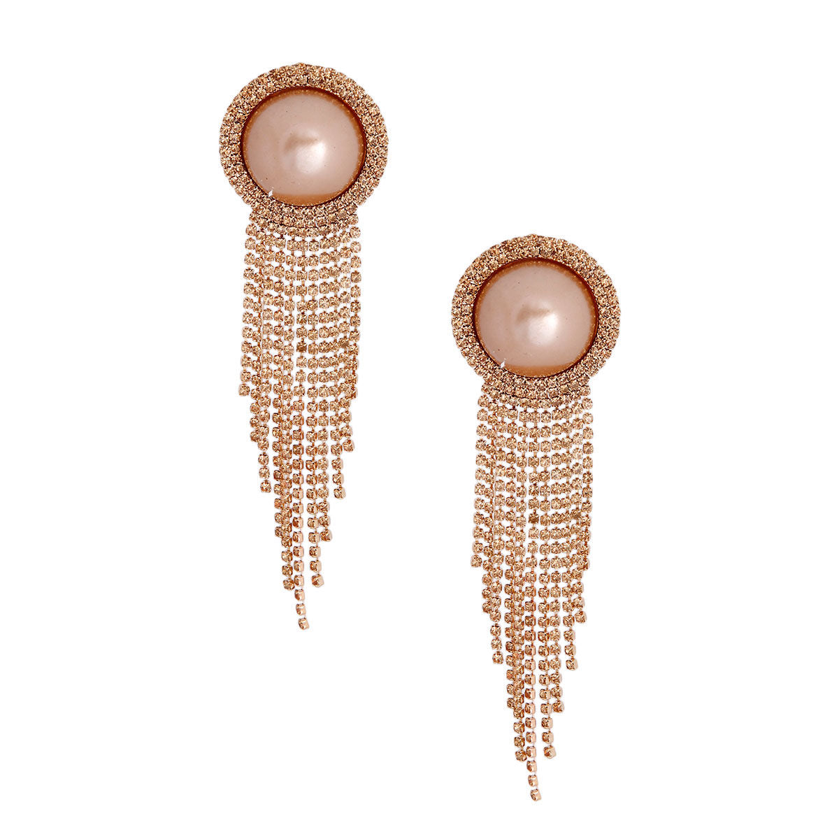 Brown Pearl Fringe Clip Ons
