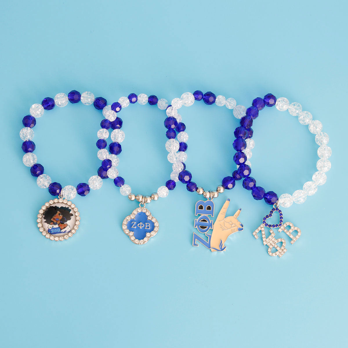 Blue Clear Glass Bead ZPB Bracelet Set