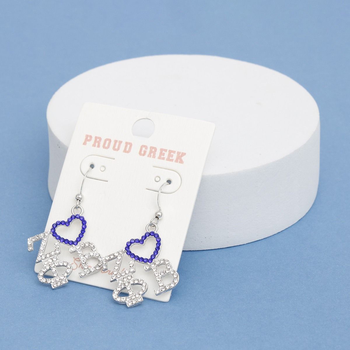 ZPB Greek Heartfelt Pride Bling Fish Hook Earrings