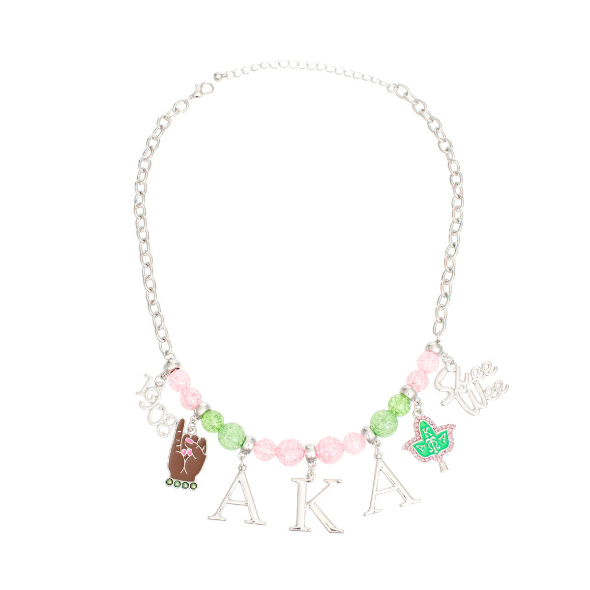 Necklace Pink Green AKA Charm Necklace for Women
