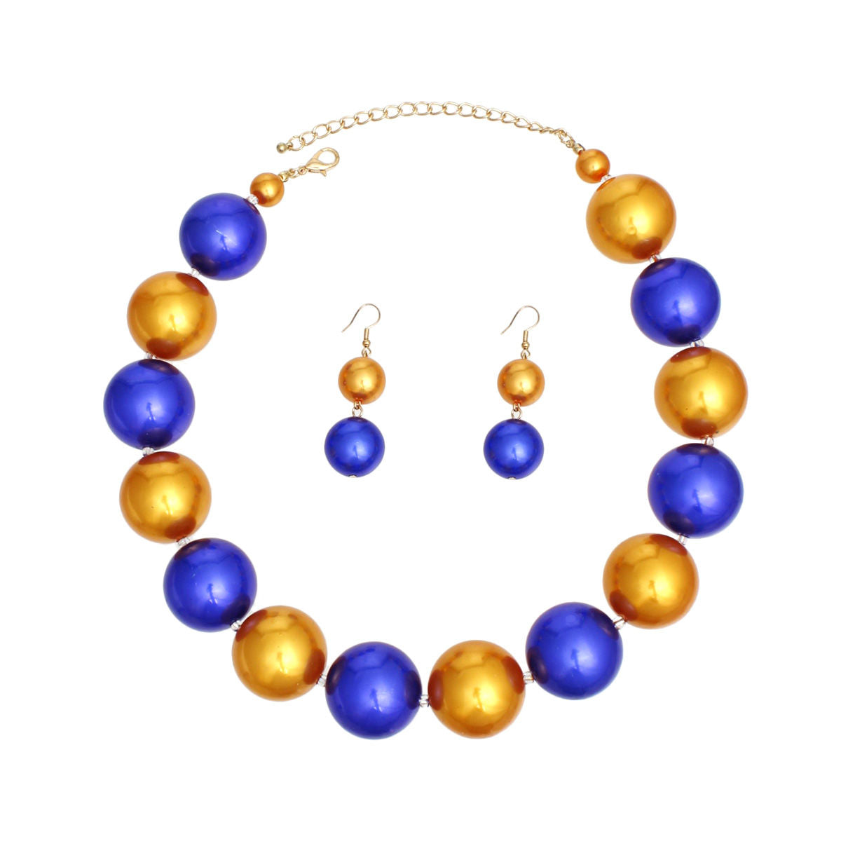 SGRHO Sorority Gold Blue 30mm Jumbo Pearl Set
