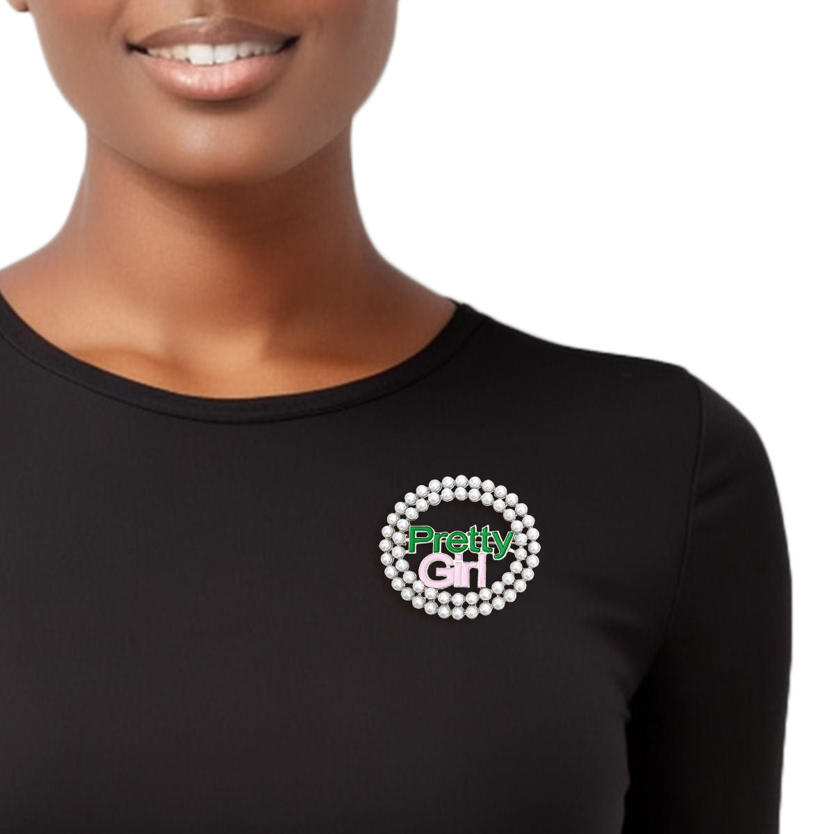 AKA Sorority White Pearl Pretty Girl Brooch