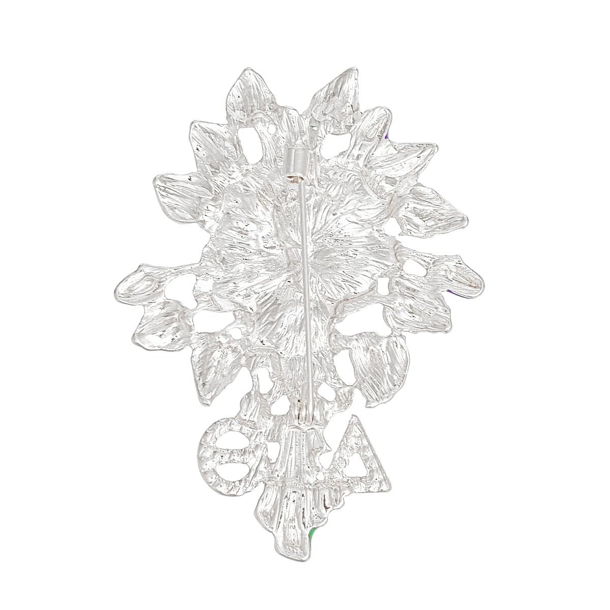 DST Sorority Purple Violets Silver Brooch Women
