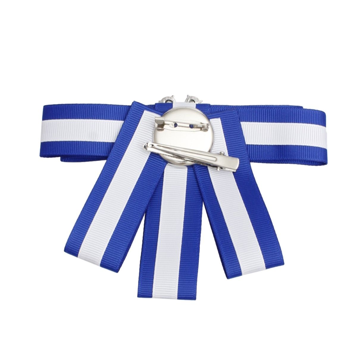 ZPB Sorority Blue White Bow Tie Style Brooch