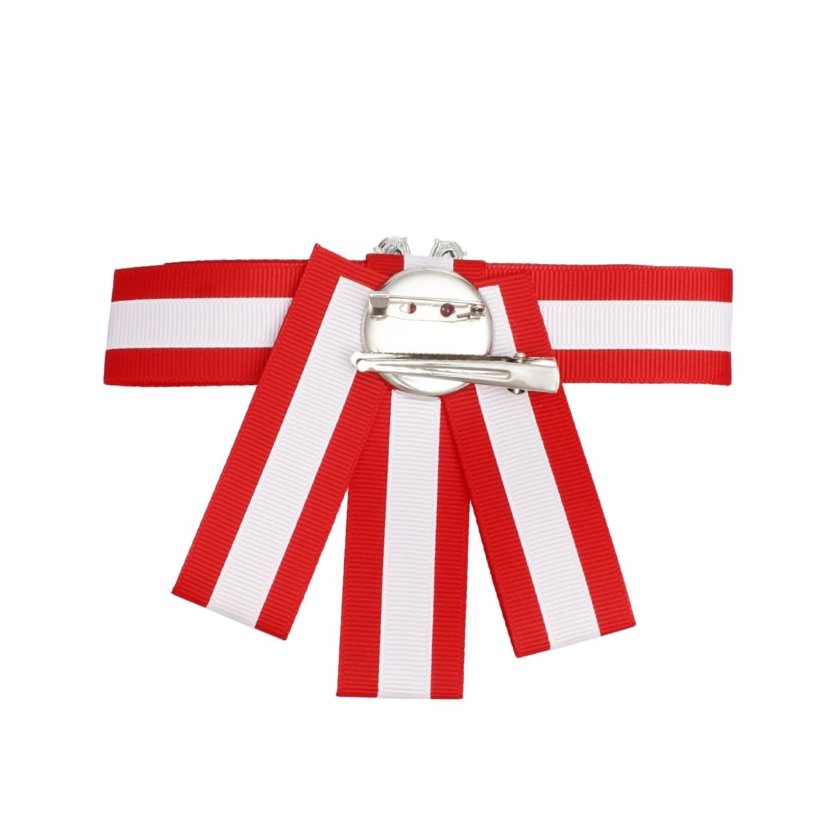 Red White Bow Tie Style Brooch