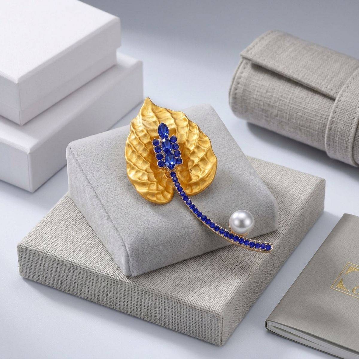 SGRHO Yellow Lily Pearl & Rhinestone Brooch Pin