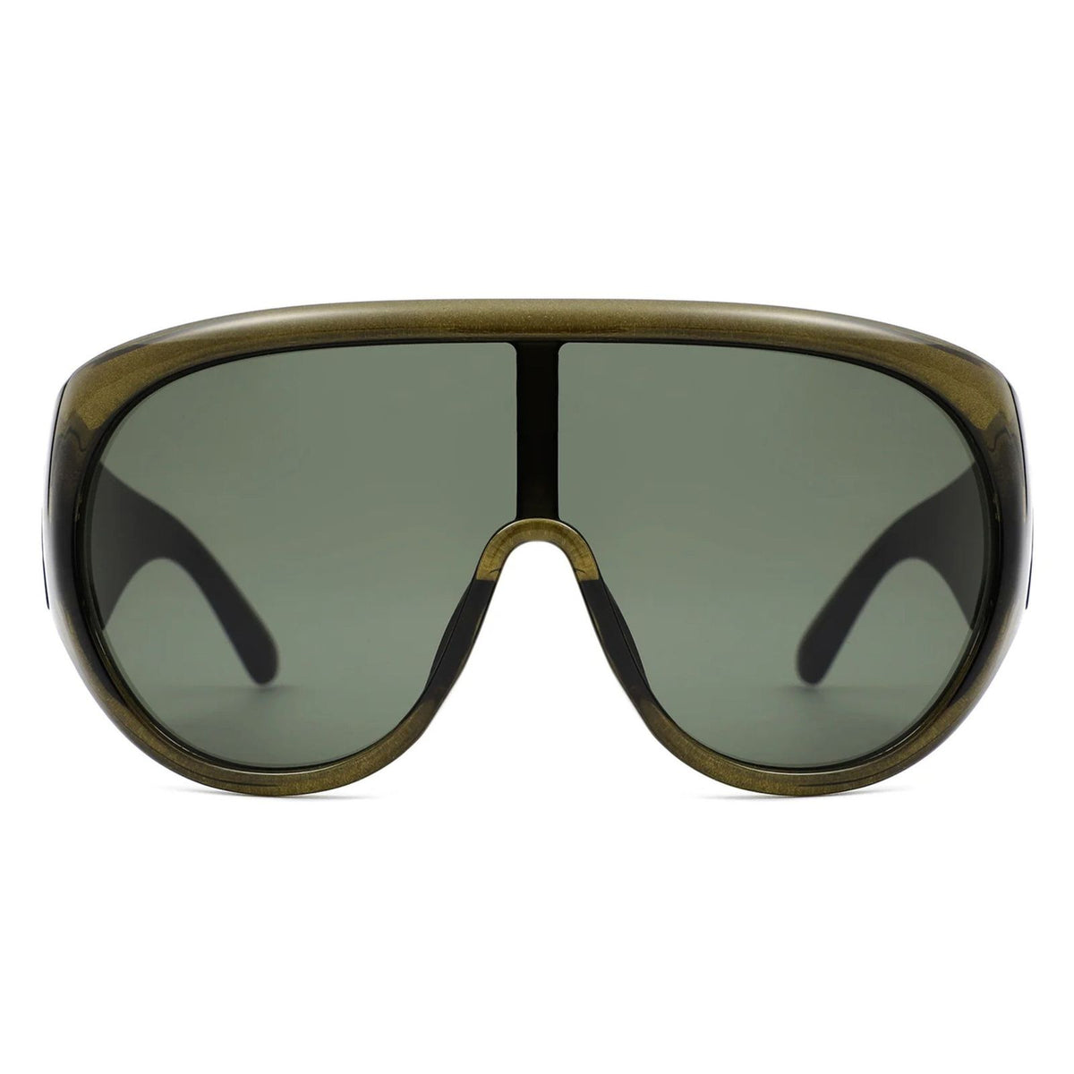 Sunglasses Green Retro Rounded Visor for Women