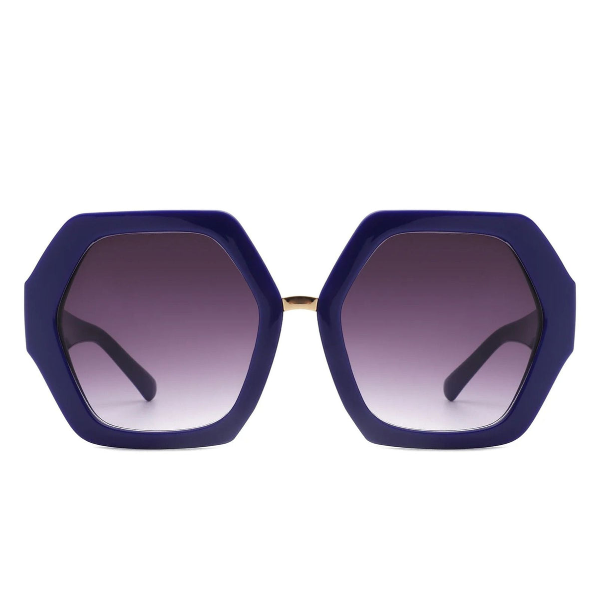 Sunglasses Royal Blue Geometric Hexagon Oversized