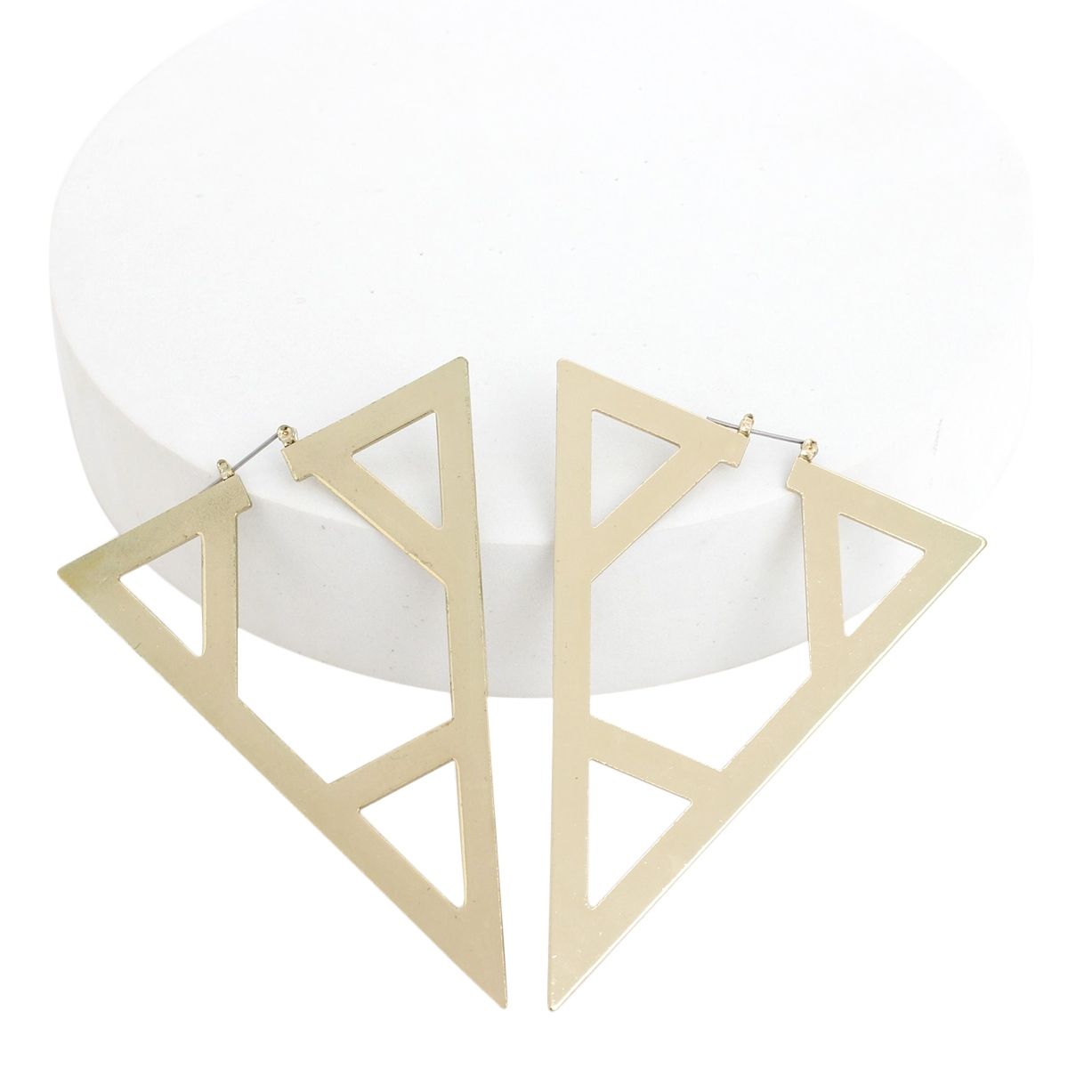 Hoop Geometric Pointed Gold Triangle XL Earrings