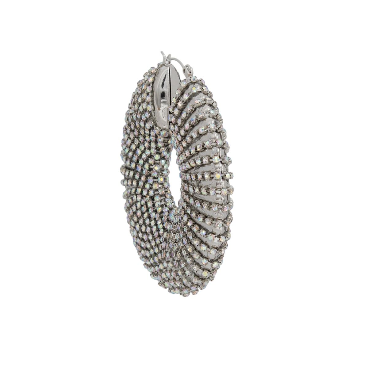 Hoop Oversized Silver Aurbo Stripe Wide Earrings