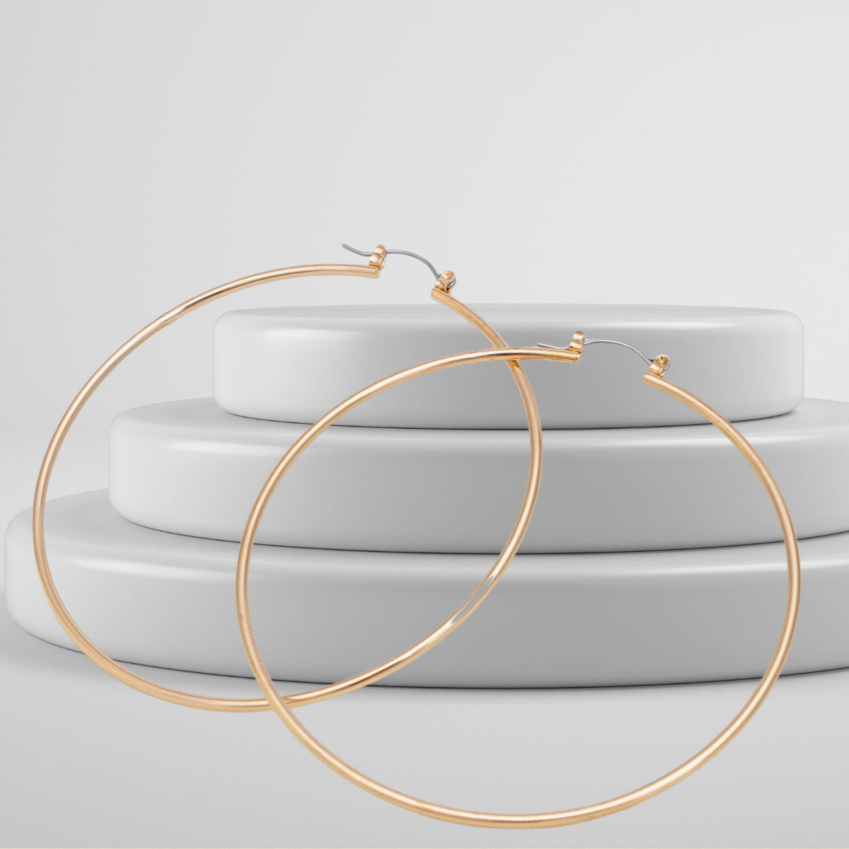 Hoop Classic 3 inch Thin Gold Earrings for Women