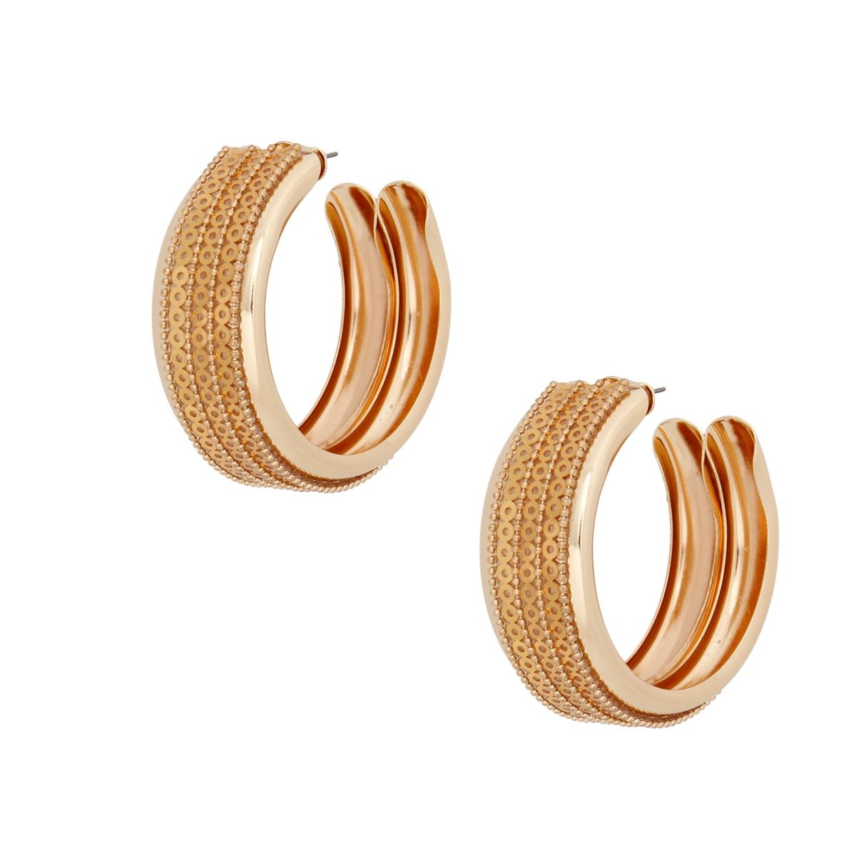 Hoop Bold Polished Gold Wide Sequin Earrings