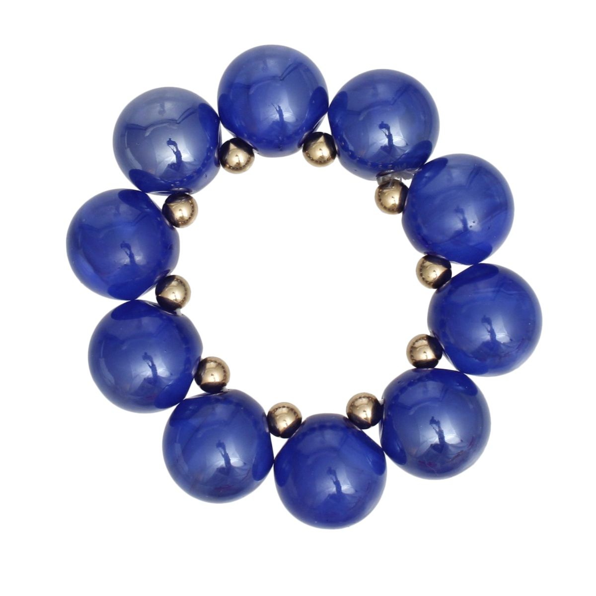 Bracelet Swirled Blue Marble Bubble Ball Bead