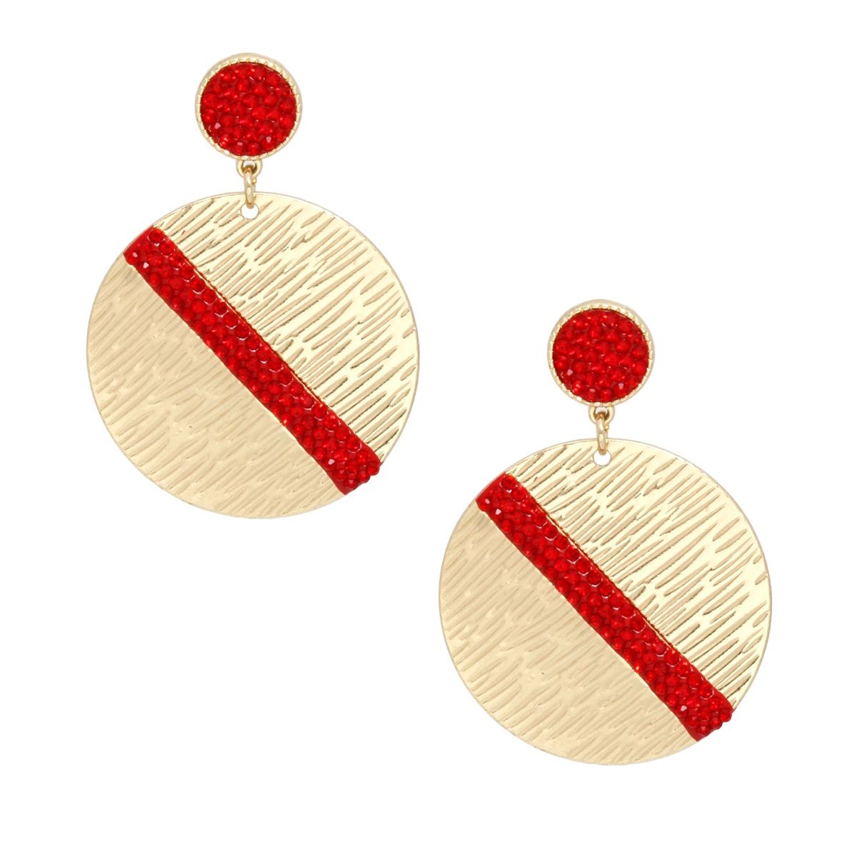 Drop Gold Party Ready Red Rhinestone Earrings