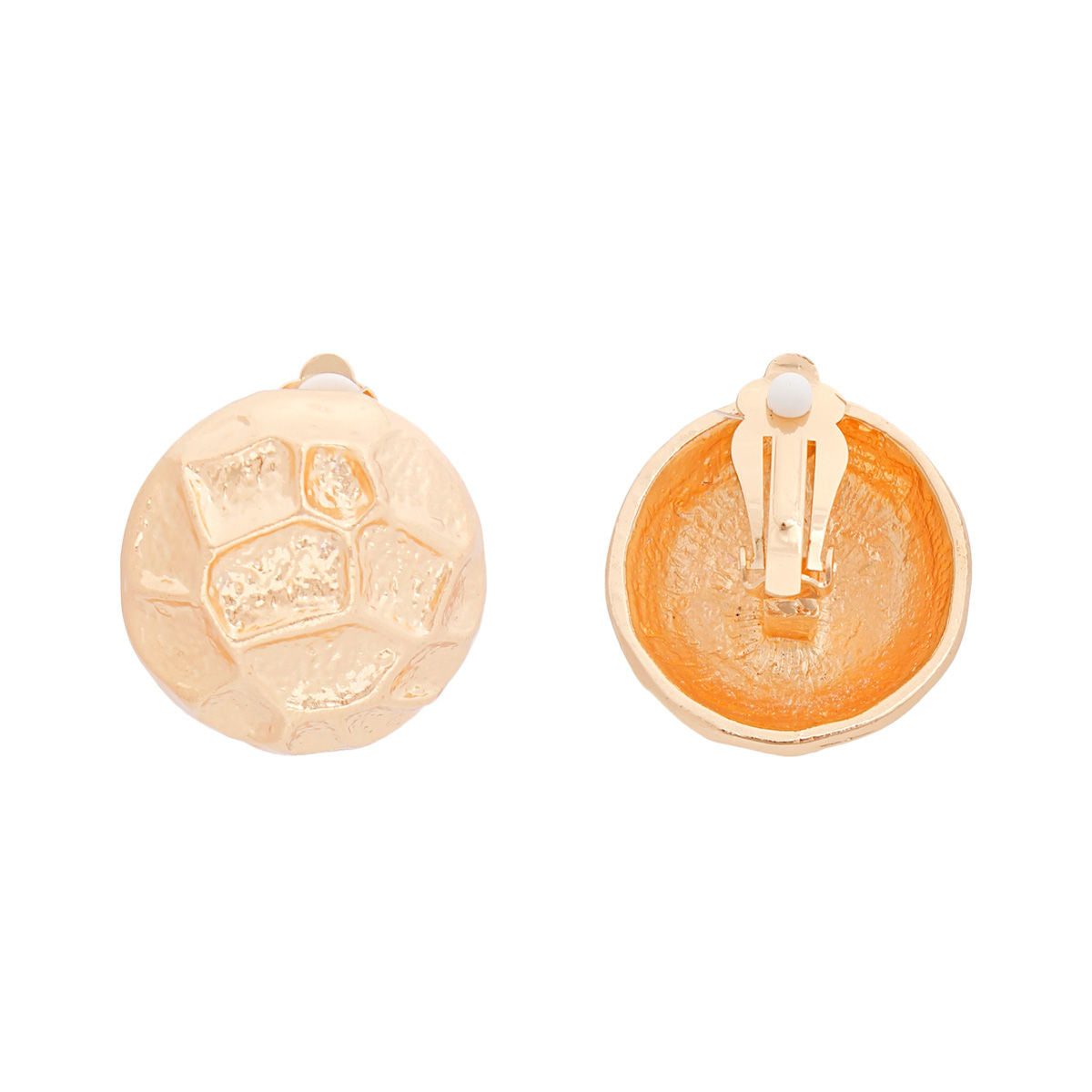 Clip Ons Gold Organic Geo Domed Earrings for Women