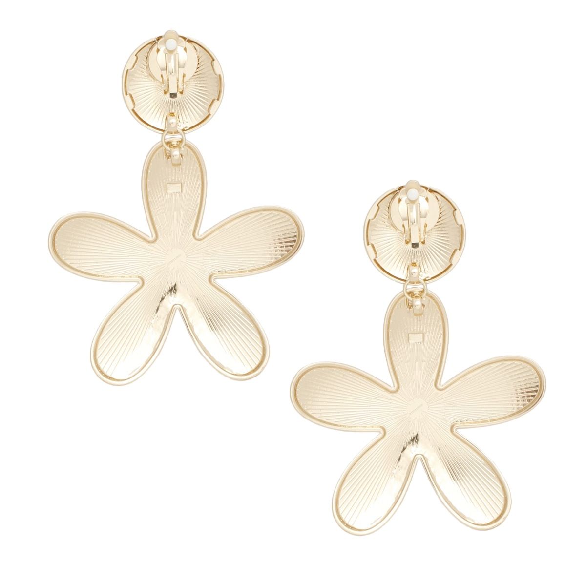 Clip On XL Heavy Gold Flower Earrings for Women