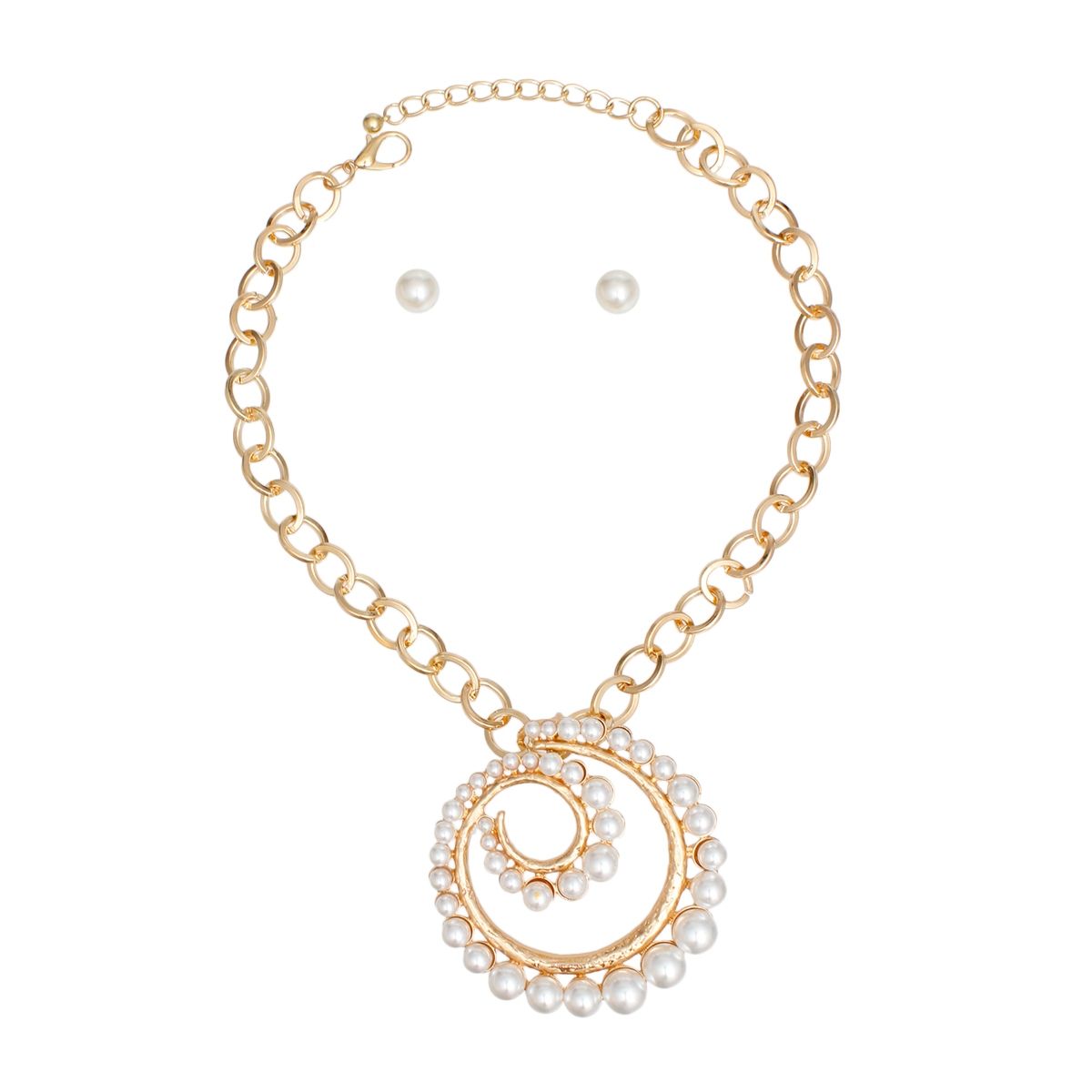 Pendant Spiral Pearl Gold Chain Modern Necklace