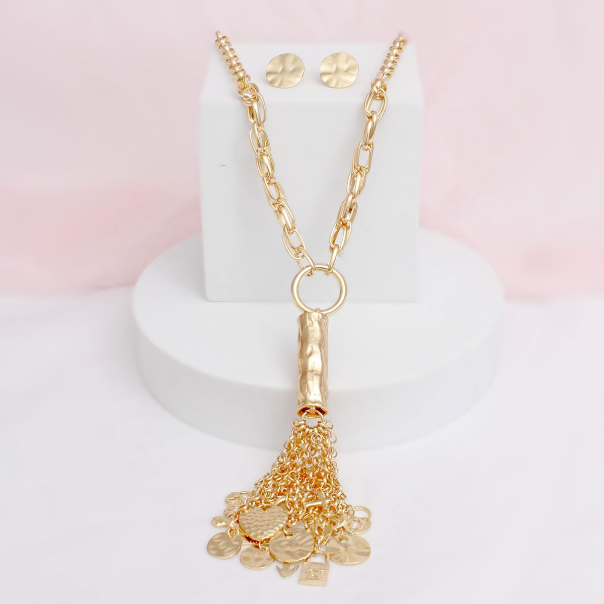 Pendant Gold Chain Charm Tassel Necklace for Women