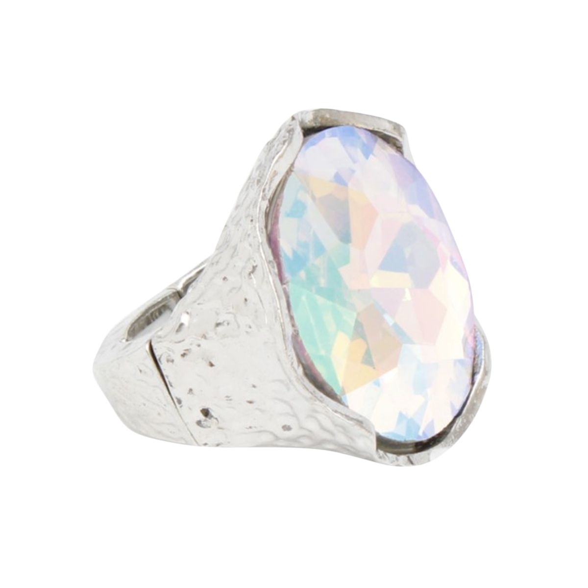 Cocktail Round Cut Aurbo Crystal Silver Ring