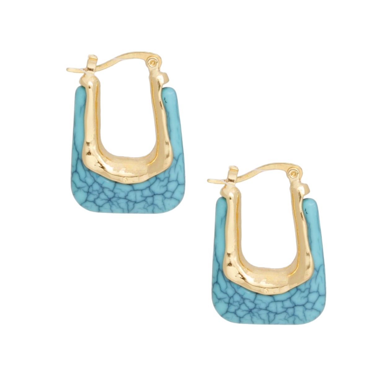 Hoops Cracked Turquoise U Shaped Earrings Women