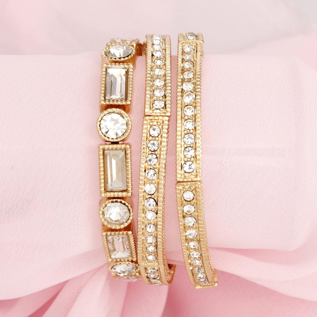 Bracelets Vintage Gold Rhinestone Stretch Set