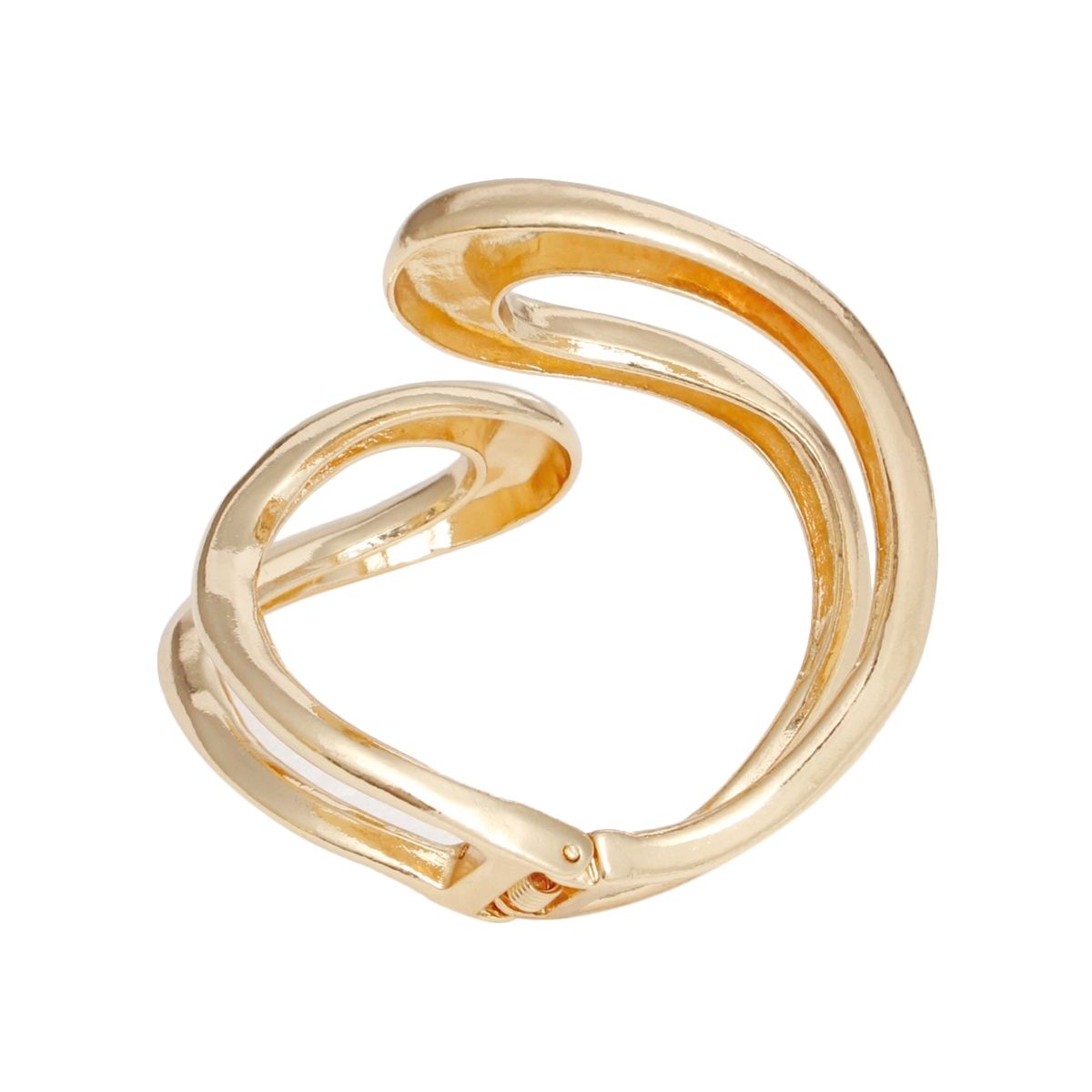 Cuff Rigid Looped Gold Metal Hinge Bracelet
