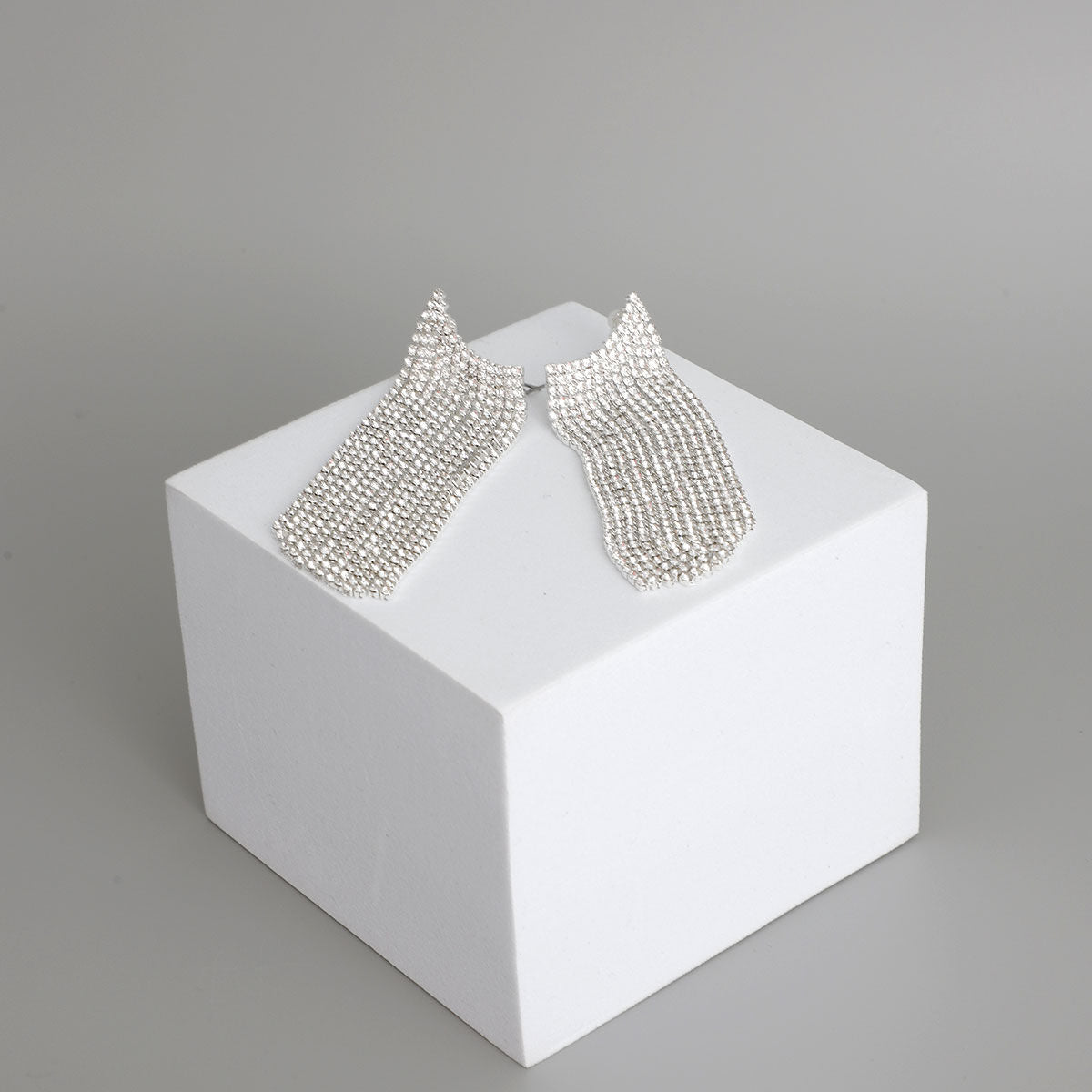 Silver All Fringe Ear Climber Earrings