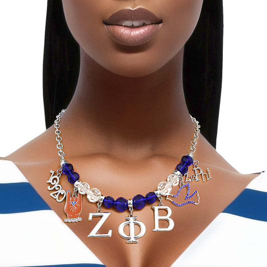 Blue Clear Bead Zeta Necklace