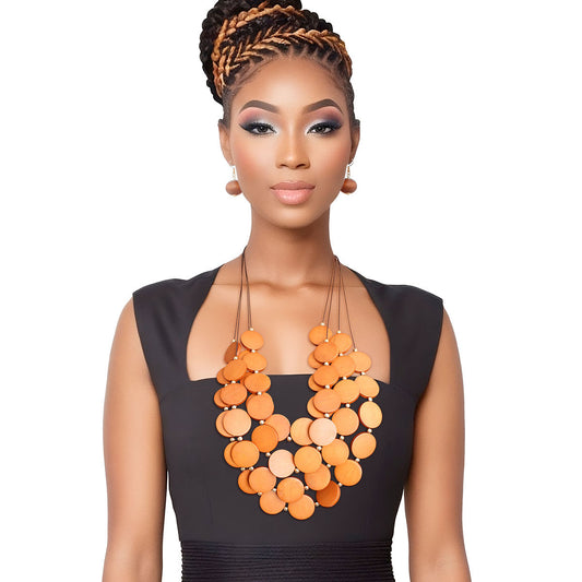 Bead Necklace Brown Long Layer Set for Women