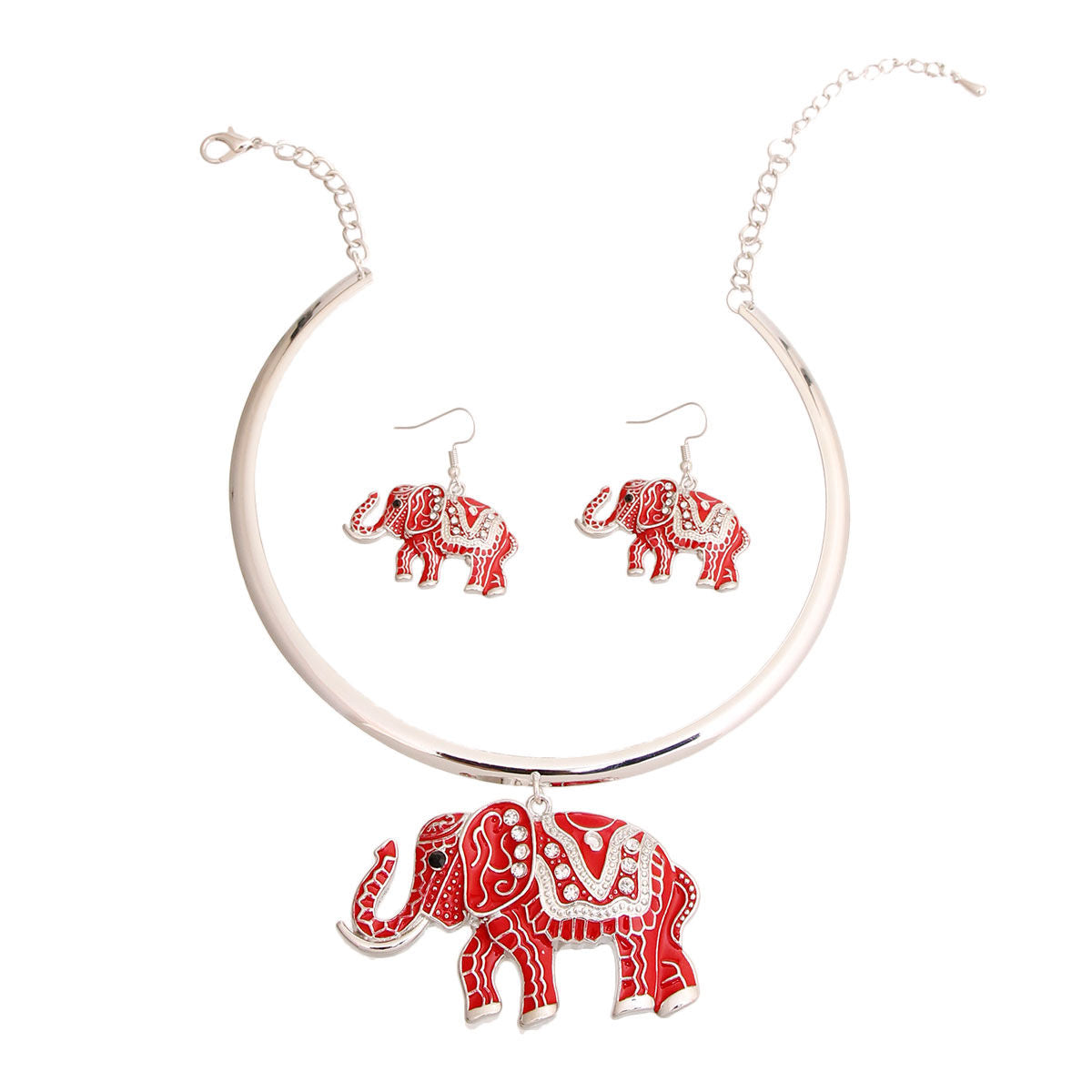 DST Red Tribal Elephant Choker Set