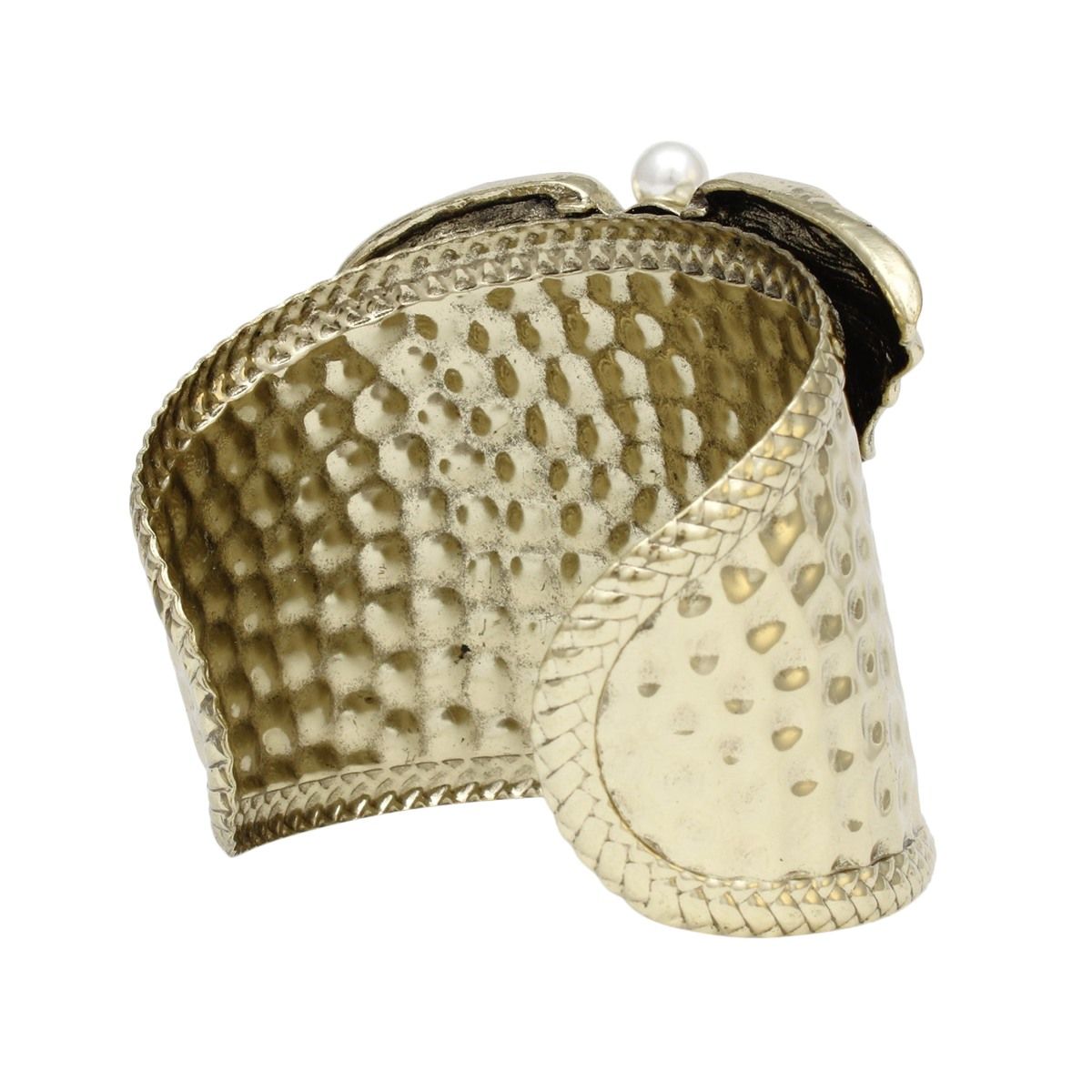 Cuff Burnished Gold Elephant Pearl Bracelet