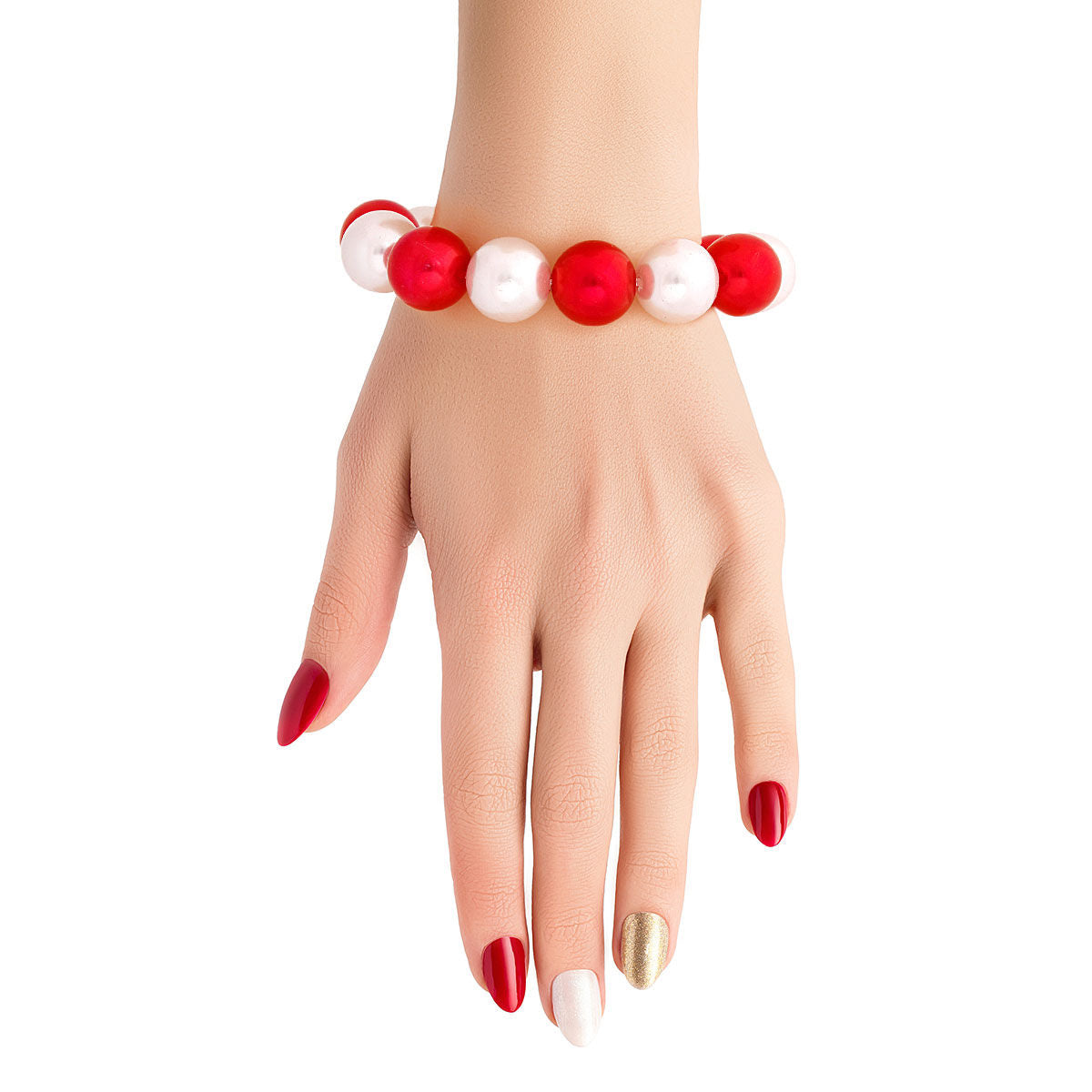 DST Red White Bubble Gum Pearl Bracelet