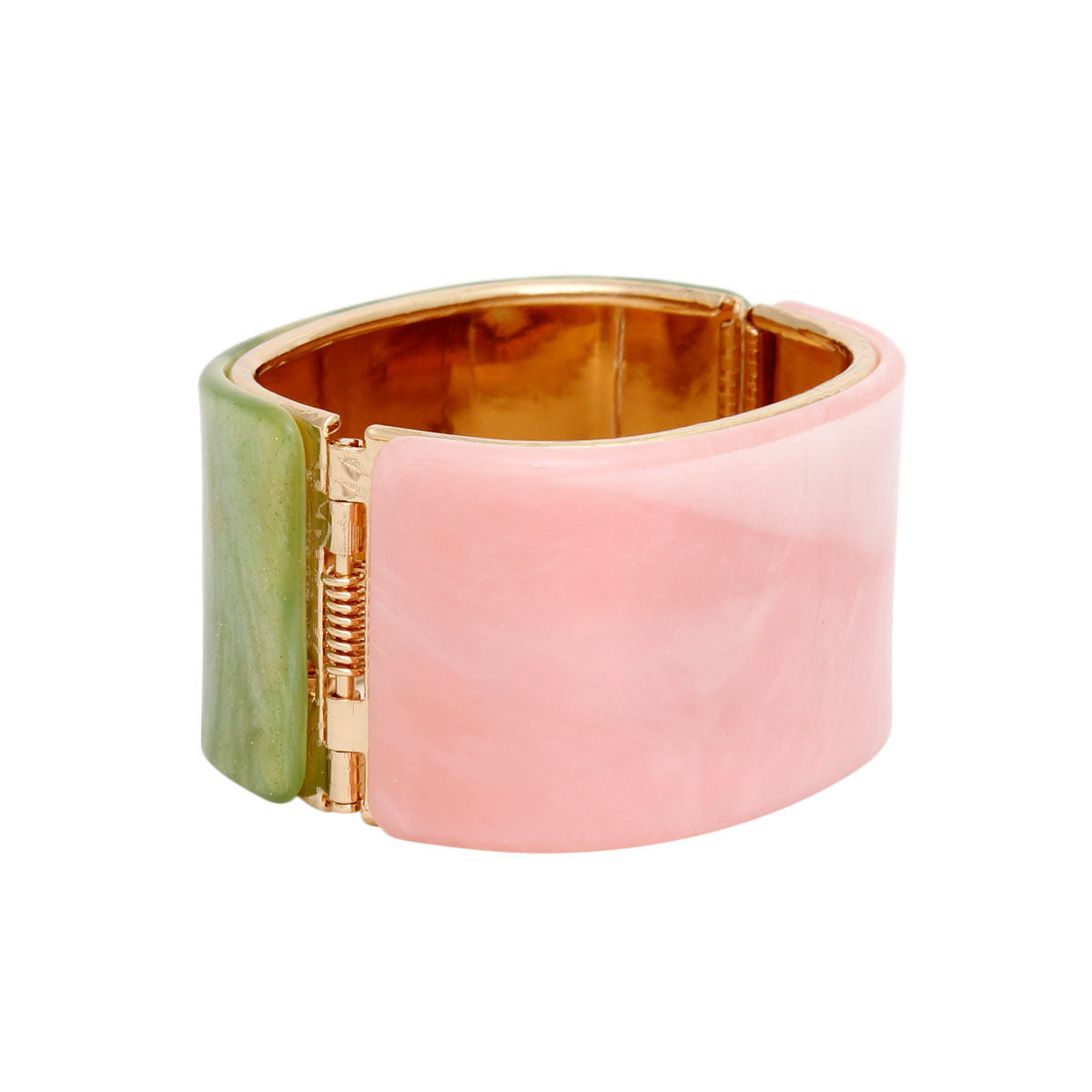 Bracelet AKA Marbled Pink Green Wide Cuff Women