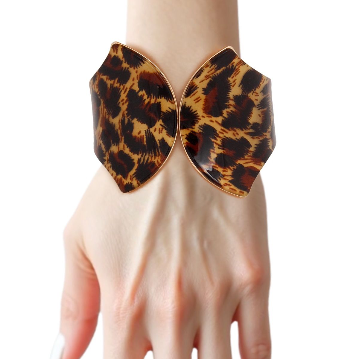Cuff Leopard Print Pointed Hinge Bracelet Women