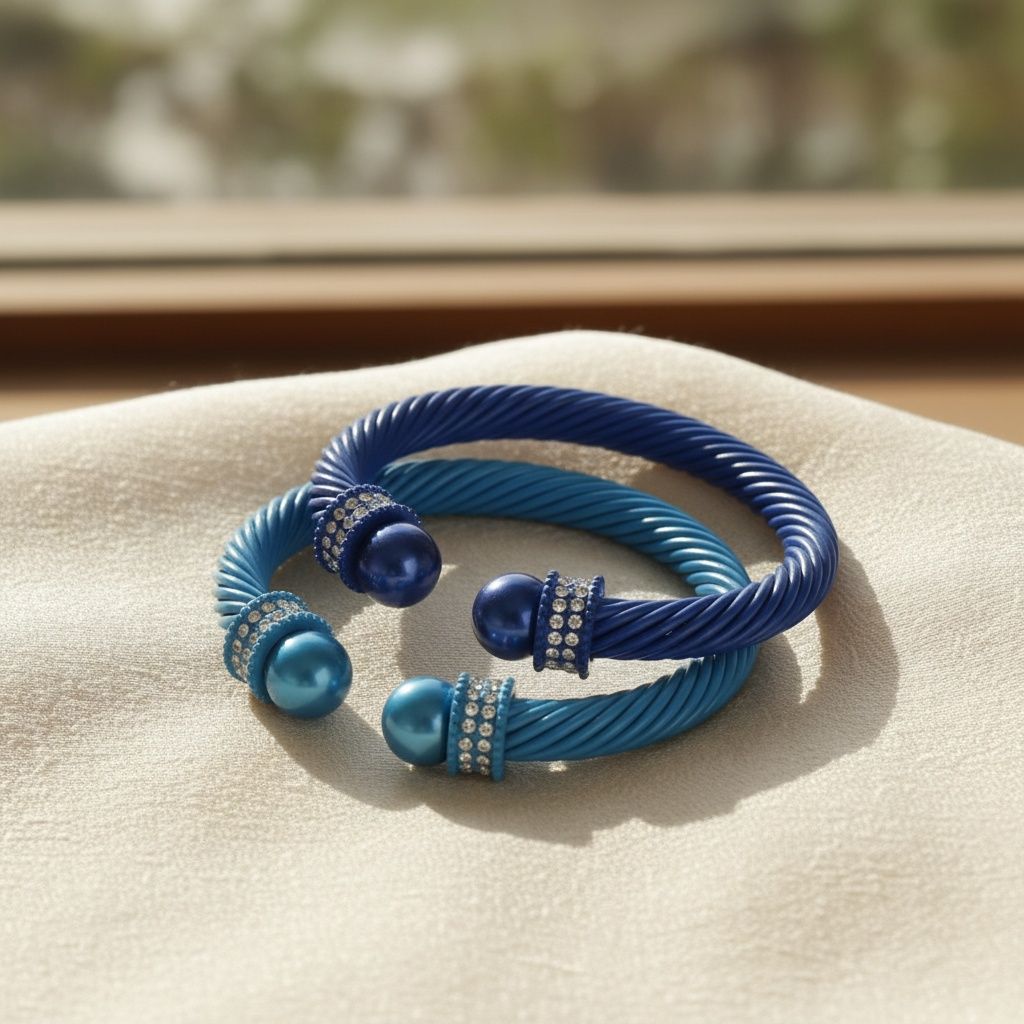 ZPB Zeta Amicae 2 Pcs Blue Thick Cable Bangles