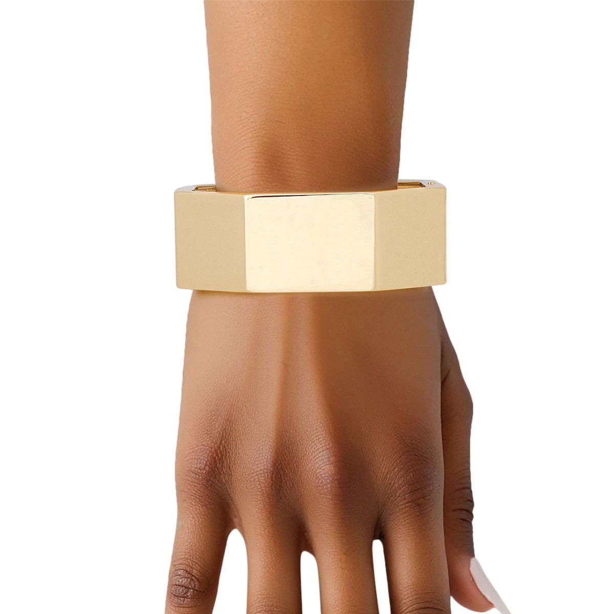 Cuff Mixed Metal Geometric Bent Hinge Bracelet