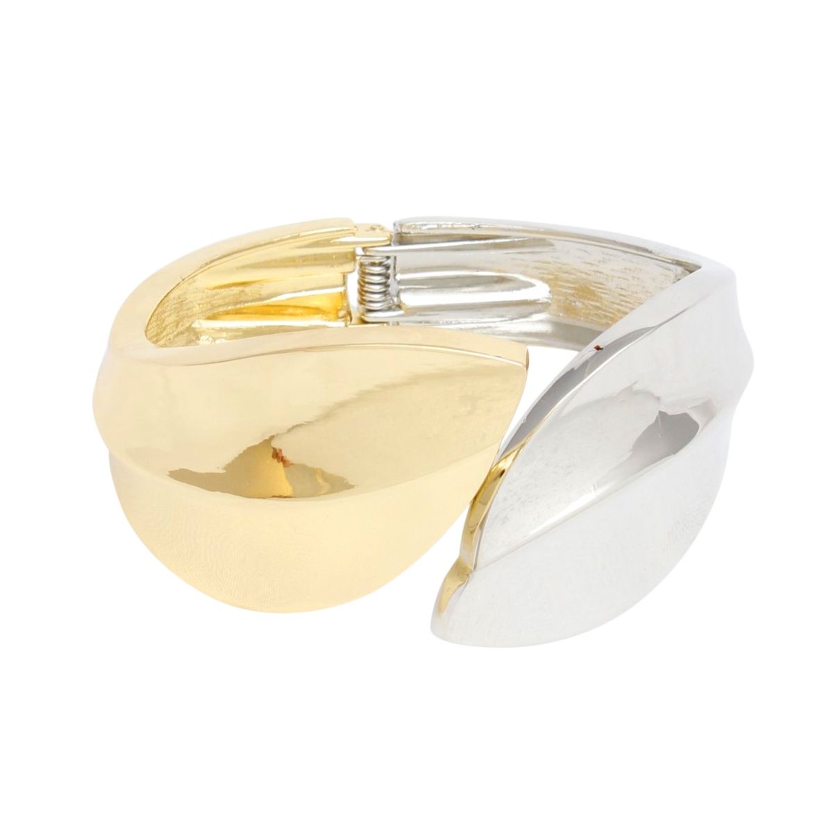 Cuff Mixed Metal Leaf Hinge Bracelet for Women