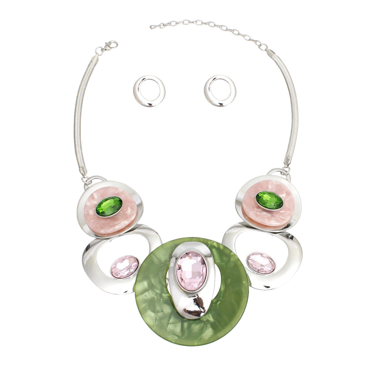 AKA Pink Green Circular Bib for Women