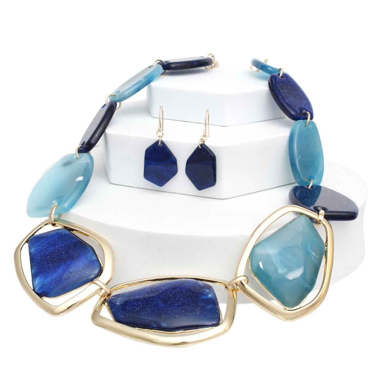 Collar Dreamy Marbled Blue Artful Necklace Women