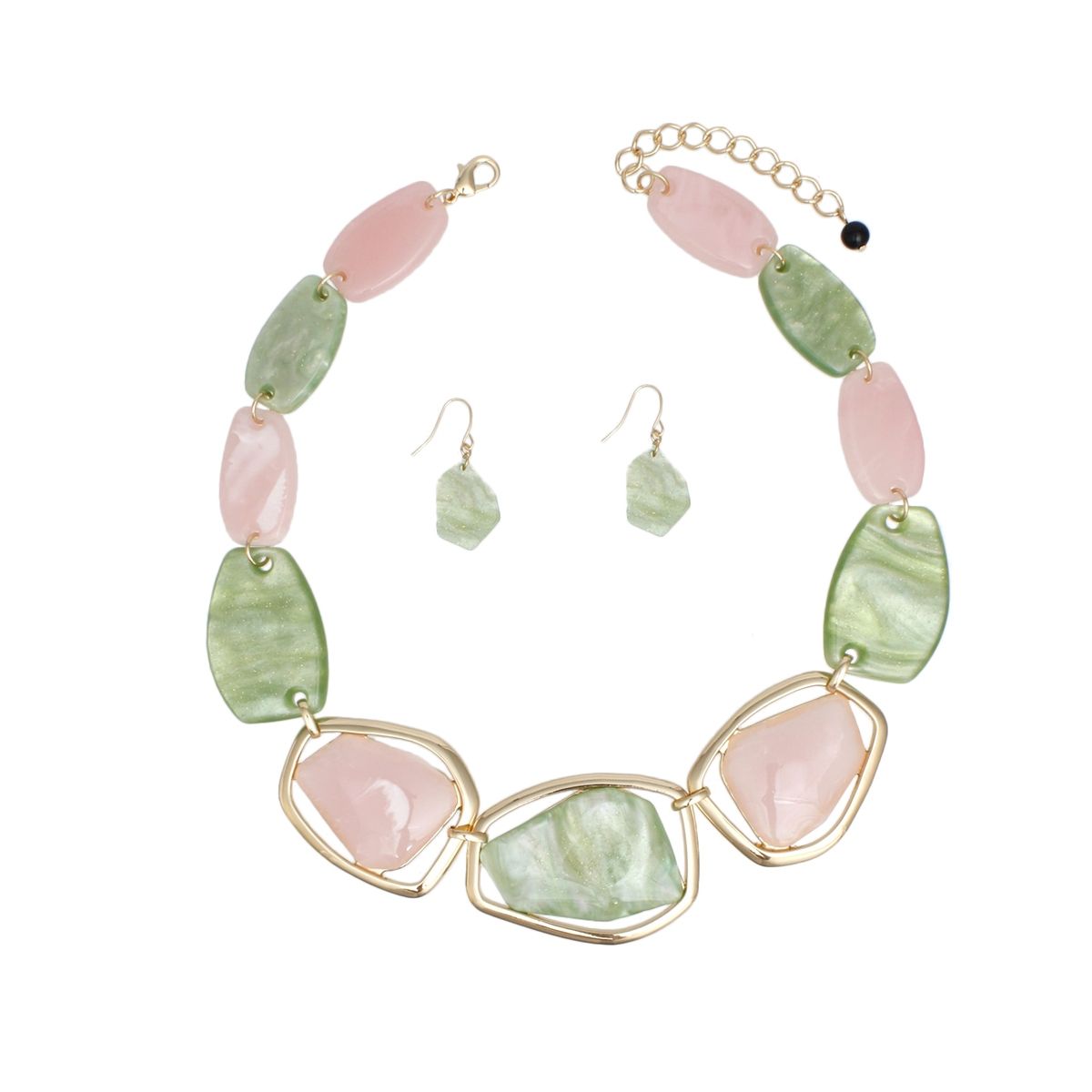 AKA Collar Dreamy Marbled Pink Green Necklace