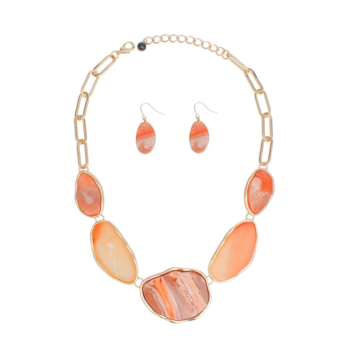 Collar Orange Agate Marbled Gold Necklace Women