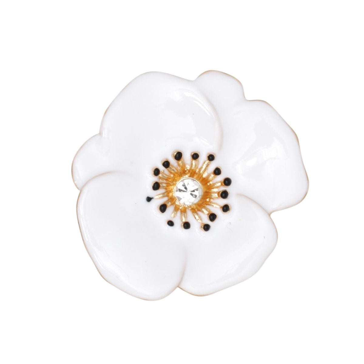 Magnetic Brooch White Poppy Pin for Women
