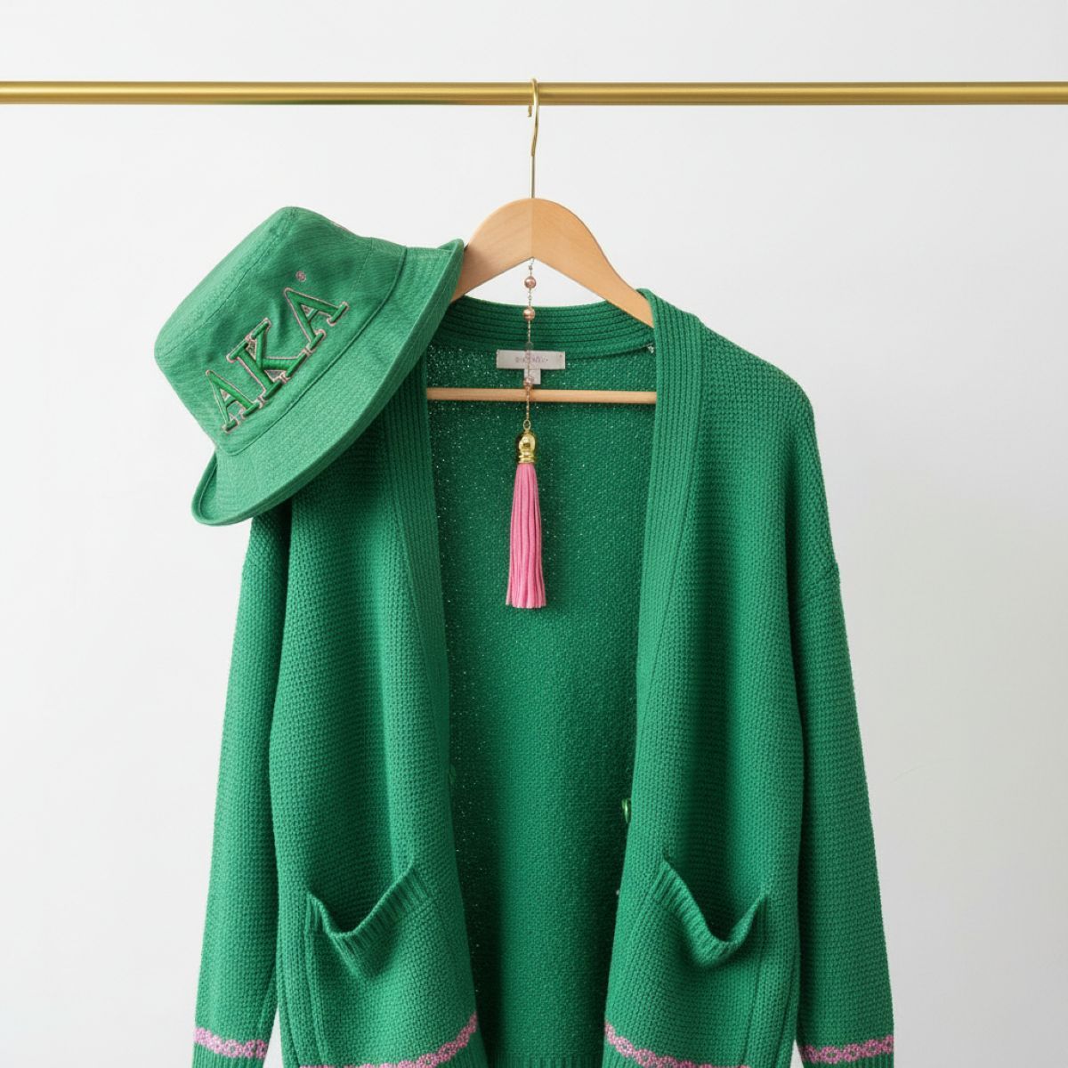 AKA Sorority Green Mesh Embroidered Bucket Hat