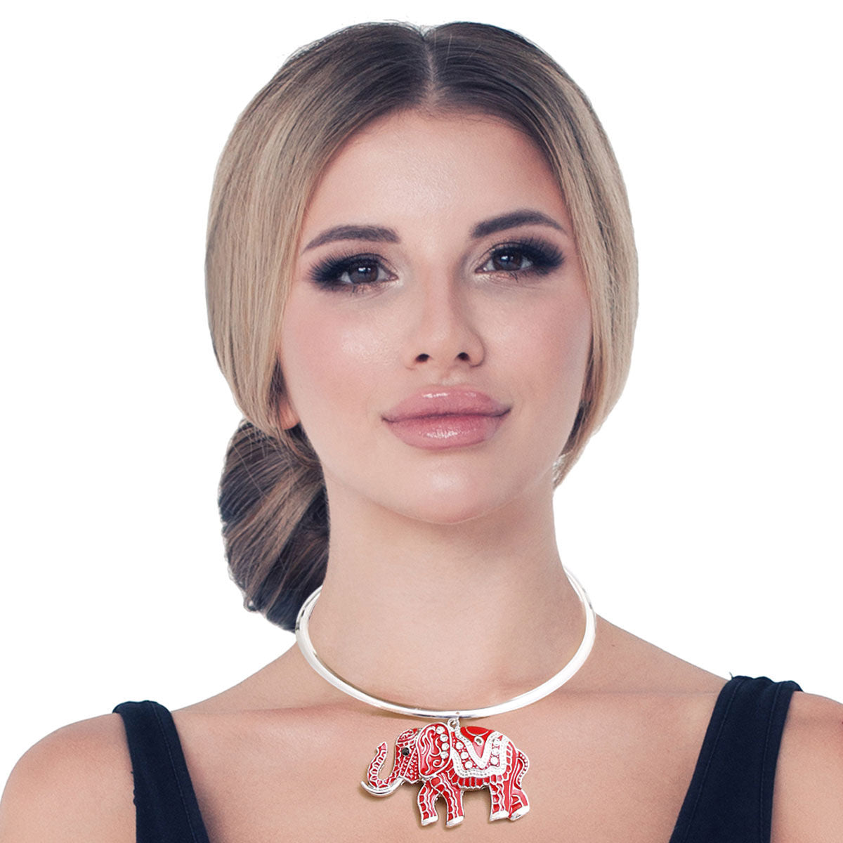 DST Red Tribal Elephant Choker Set