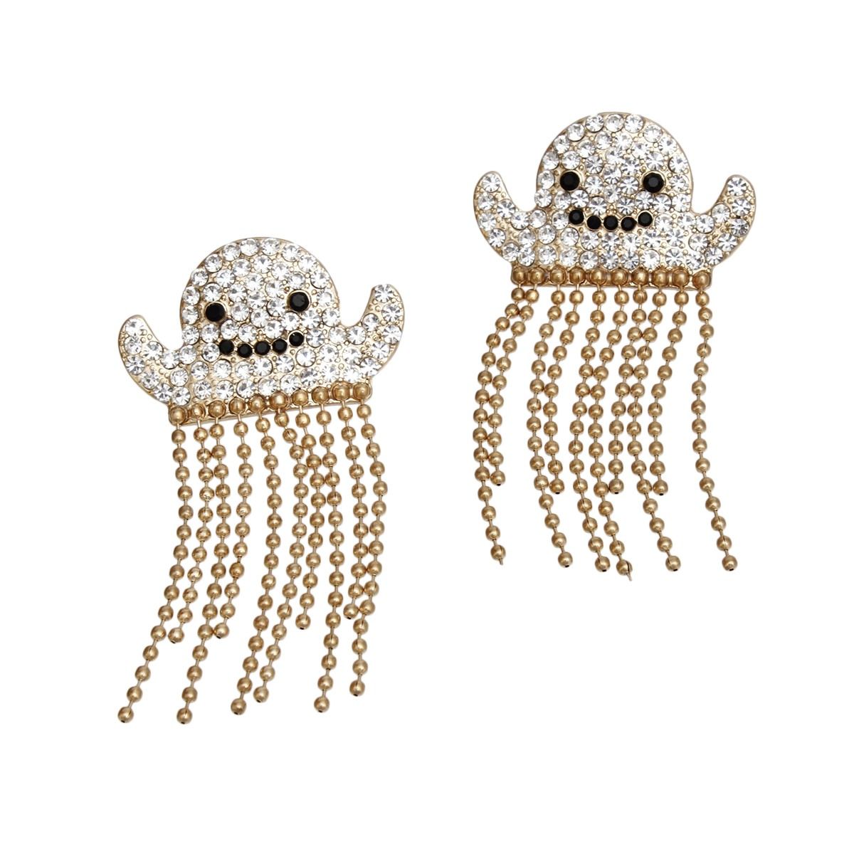 Fringe Gold Spooky Sparkle Ghost Chain Earrings