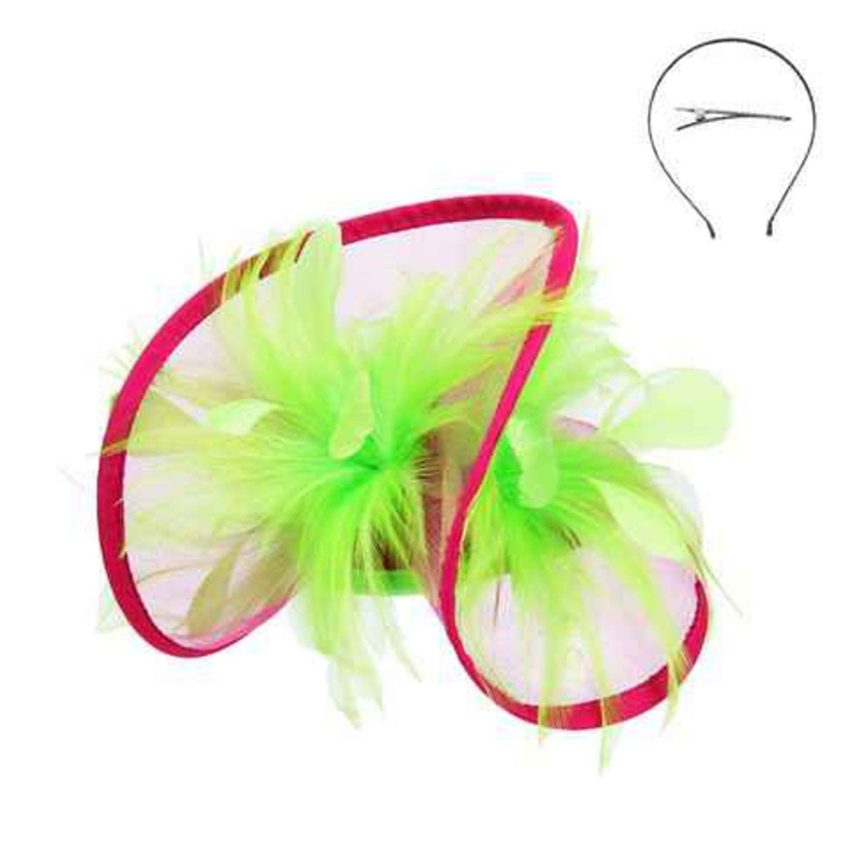 AKA Sorority Pink Green Folded Feather Fascinator