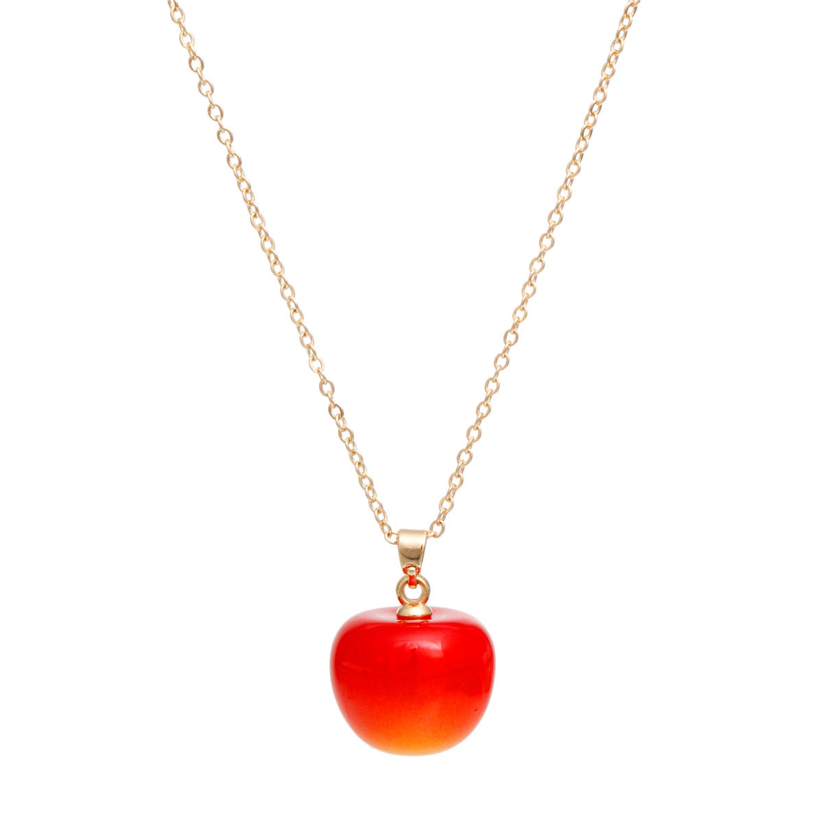 Pendant Cherry Drop Orange Red Gold Chain Necklace