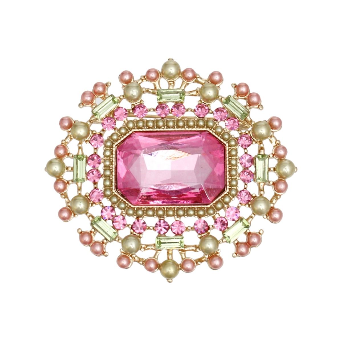 AKA Sorority Pink Green Radiant Pearl Brooch Pin
